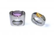 Turmring aus Edelstahl mit Amethyst oder Citrin Turmring aus Edelstahl mit Amethyst oder Citrin