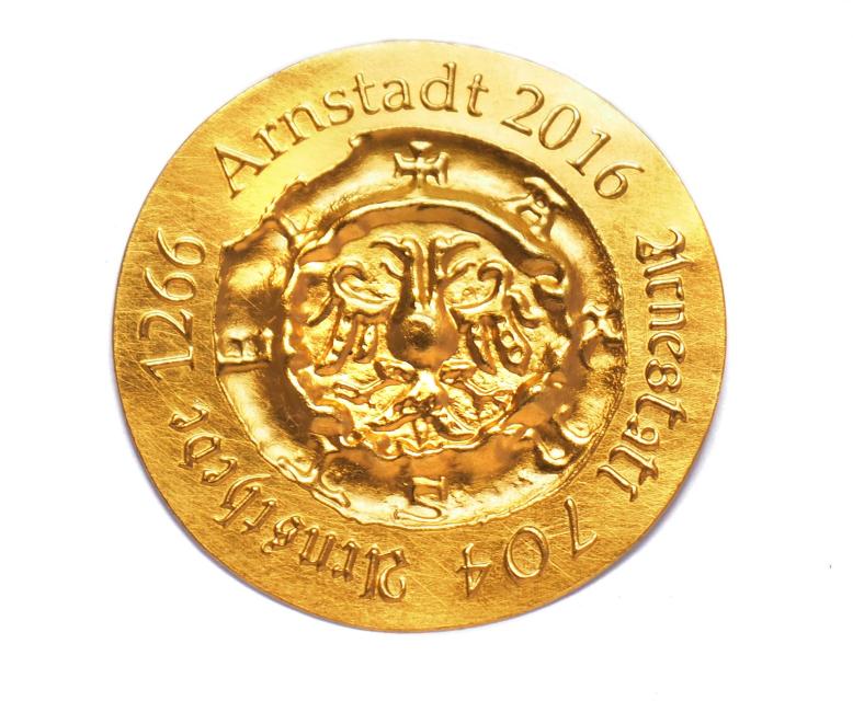 "750 Jahre Sadtrecht Arnstadt" Gedenkprägung in Gold und Silber